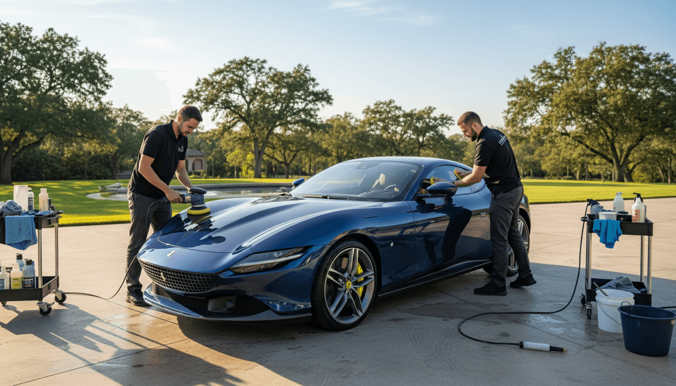 Exterior detailing service showing paint protection and polishing