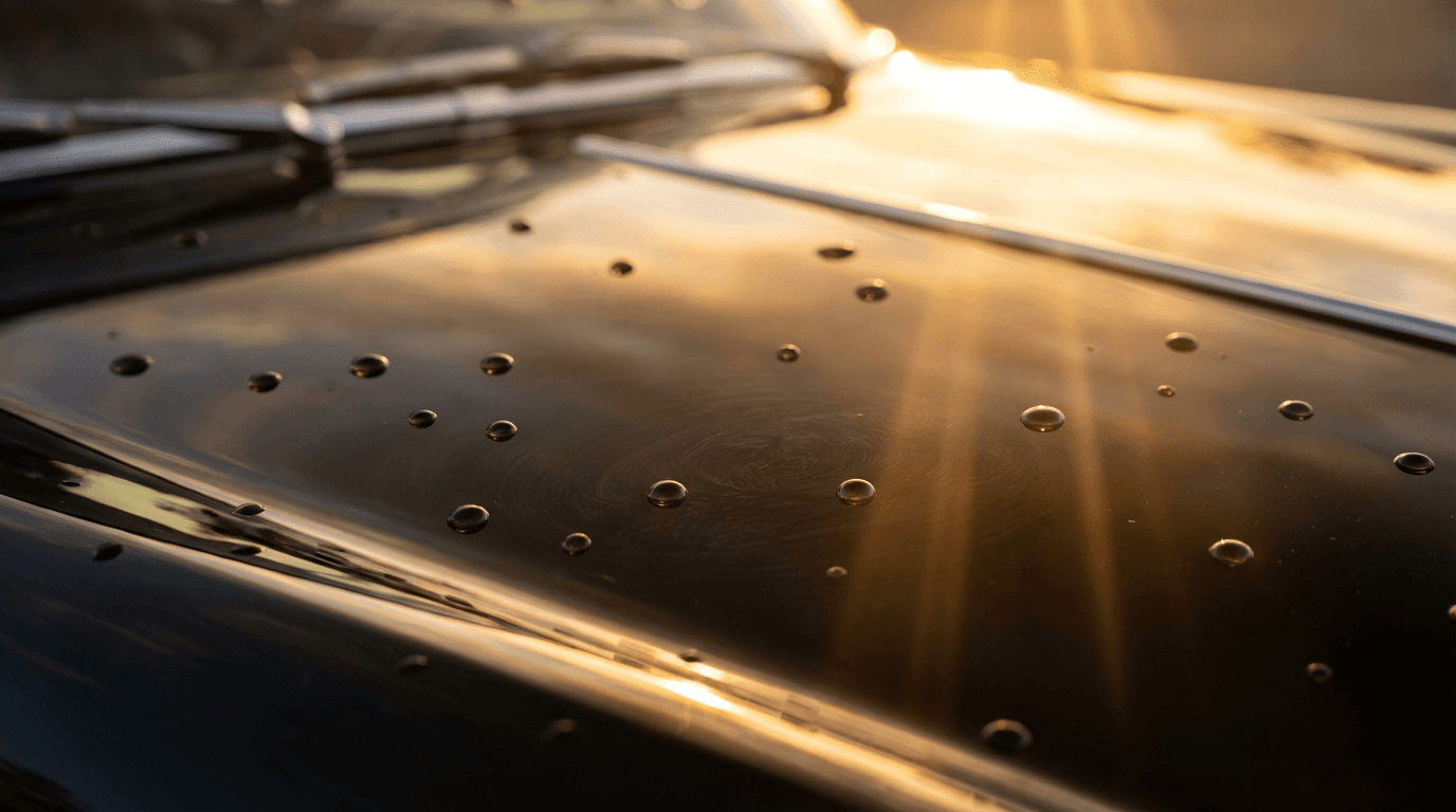 Professional hand polishing luxury black SUV during premium mobile driveway detailing